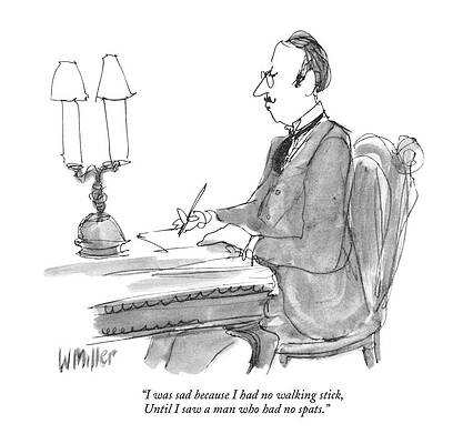 Elegant Wall Art featuring the drawing I Was Sad Because I Had No Walking Stick by Warren Miller