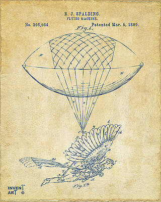 Pilot Digital Art - Icarus Airborn Patent Artwork Vintage by Nikki Marie Smith