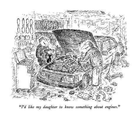 Hood Drawing - I'd Like My Daughter To Know Something by Edward Koren