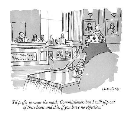 Courtroom Ski Attire Humor Drawing