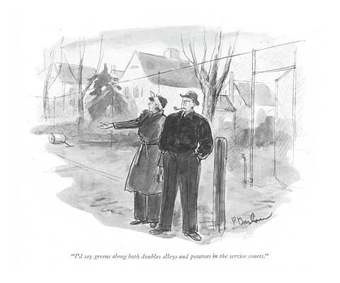 Alley Wall Art featuring the drawing I'd Say Greens Along Both Doubles Alleys by Perry Barlow