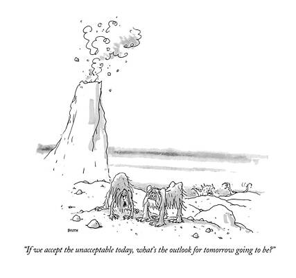 Background Drawing - If We Accept The Unacceptable Today by George Booth