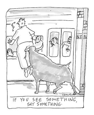 Man Riding Bull into Subway Wall Art