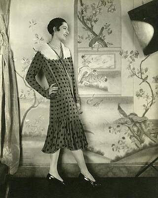 Lace Wall Art featuring the photograph Ilka Chase Wearing A Lanvin Dress by Edward Steichen