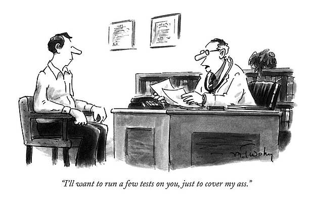 Humorous Doctor's Office Scene Drawing