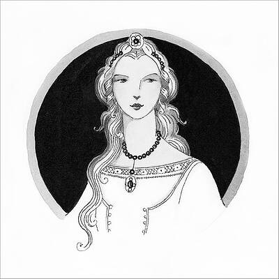 Crown Wall Art featuring the digital art Illustrated Portrait Of A Woman by Claire Avery