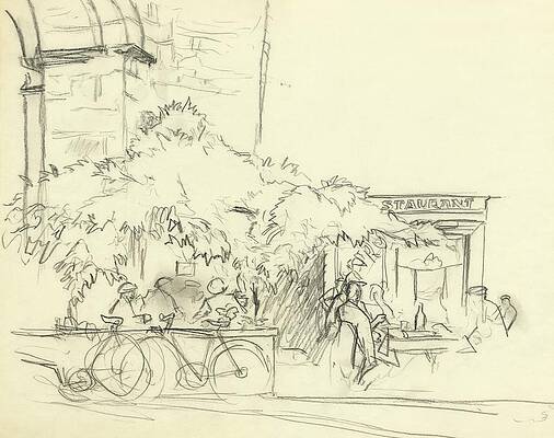 Outdoor Cafe Sketch Wall Art