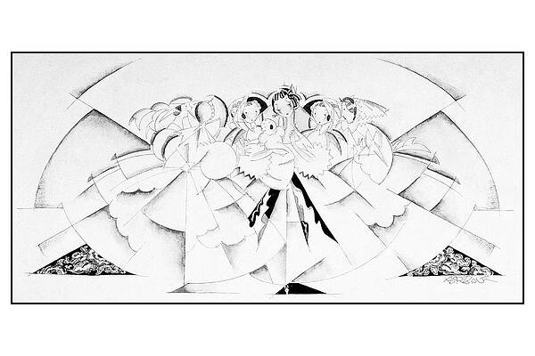 Abstract Digital Art - Illustration Of A Crowd Of Women by John Barbour