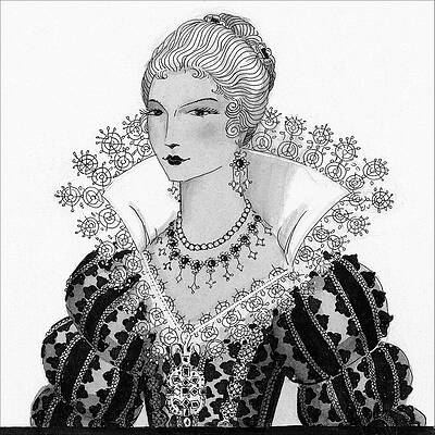 Lace Wall Art featuring the digital art Illustration Of A Fifteenth Century Woman by Claire Avery