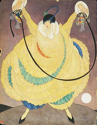 Wall Art featuring the digital art Illustration Of A Woman In A Large Yellow Gown by George Wolfe Plank