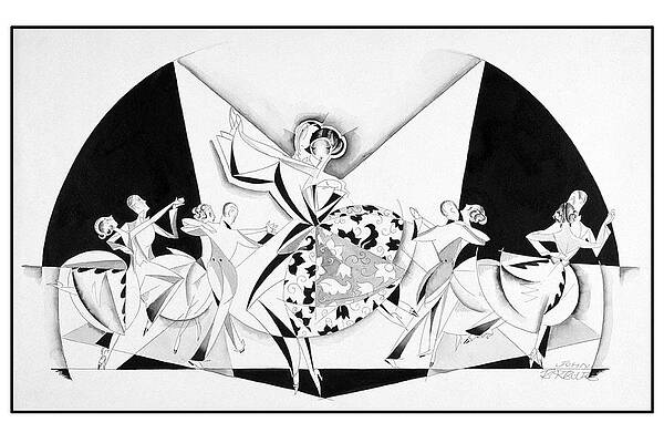 Jazz Wall Art featuring the digital art Illustration Of Couples Dancing by John Barbour