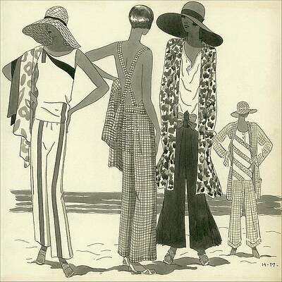 Pattern Digital Art - Illustration Of Four Women At A Beach by Harriet Meserole