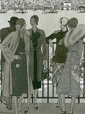 Pattern Digital Art - Illustration Of Four Women At The Grand National by Pierre Mourgue