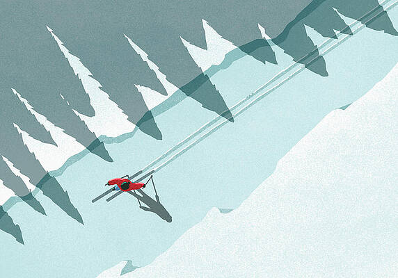 Skiing Through Snowy Landscape Wall Art