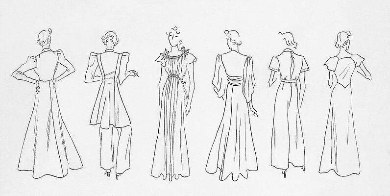 Pattern Digital Art - Illustration Of Models Wearing Evening Outfits by Dilys Wall