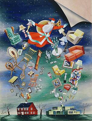 Santa Claus Wall Art featuring the painting Illustration Of Santa Claus by Constantin Alajalov