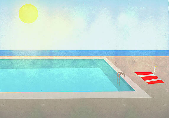 Sunny Poolside Retreat Wall Art