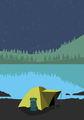 Starry Night by the Lake Wall Art