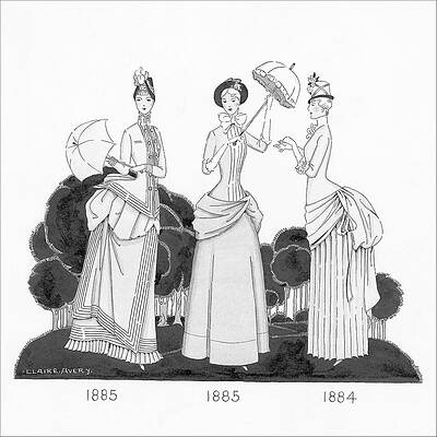 Nineteenth Century Wall Art featuring the digital art Illustration Of Three Nineteenth Century Women by Claire Avery
