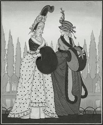 Pattern Digital Art - Illustration Of Two Eighteenth Century Women by Claire Avery