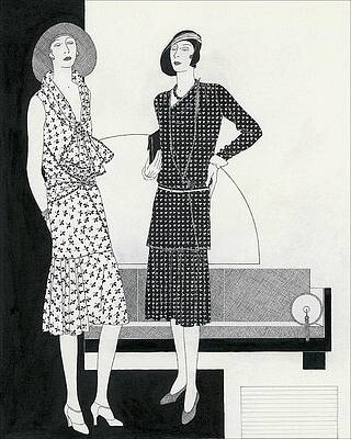 Pattern Digital Art - Illustration Of Two Models Wearing Dresses by Polly Tigue Francis