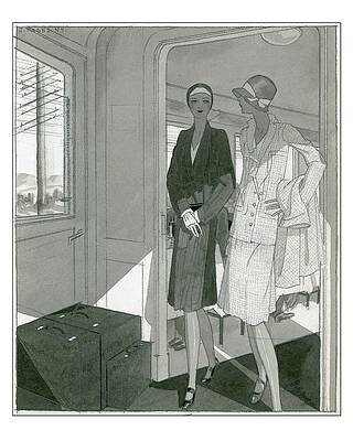 Elegant Women on a Train Journey Wall Art