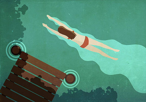 Woman Diving into Water Wall Art