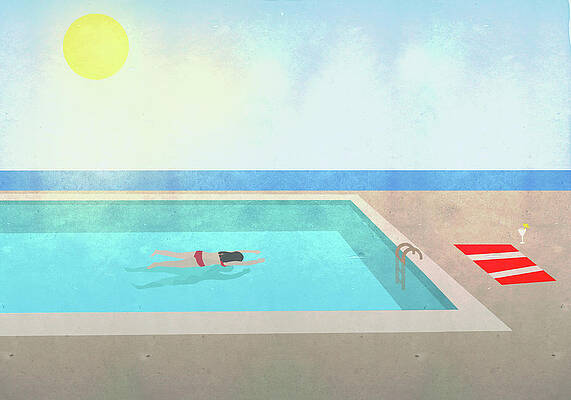 Sunlit Poolside Retreat Wall Art