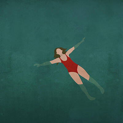 Woman Floating in Tranquil Waters Wall Art