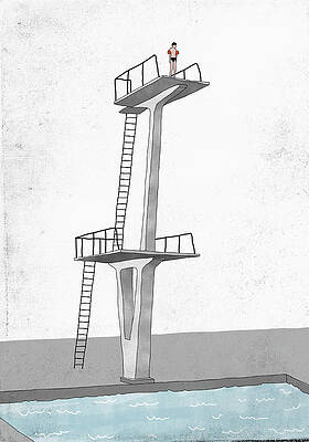 Wall Art featuring the digital art Illustrative Image Of Man Standing On by Malte Mueller