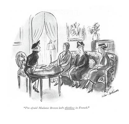France Drawing - Thinking In French by Helen E Hokinson