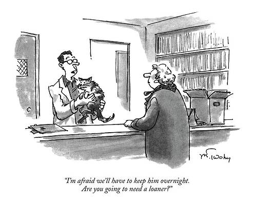 Lonely Wall Art featuring the drawing I'm Afraid We'll Have To Keep Him Overnight by Mike Twohy