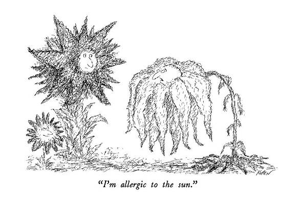 Gardening Drawing - I'm Allergic To The Sun by Edward Koren
