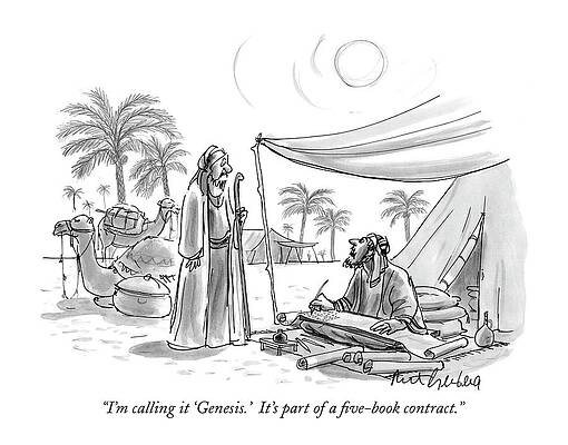 Jewish Wall Art featuring the drawing I'm Calling It 'genesis.'  It's Part by Mort Gerberg