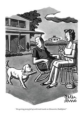 Setting Drawing - I'm Getting Pretty Fed Up With Teeth Marks by Peter Arno