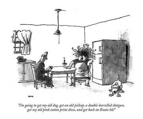 Humorous Kitchen Conversation Scene Drawing