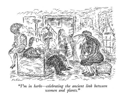 Gardening Drawing - I'm In Herbs - Celebrating The Ancient Link by Edward Koren