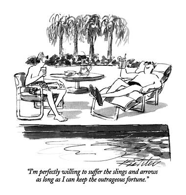 Hollywood Wall Art featuring the drawing I'm Perfectly Willing To Suffer The Slings by Mischa Richter