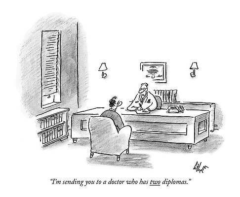 Doctor with Two Diplomas Drawing