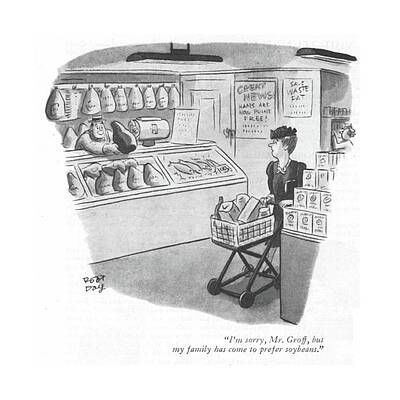 Meat Drawing - I'm Sorry, Mr. Groff, But My Family Has Come by Robert J. Day