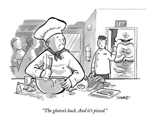 Chef Faces Angry Gluten Monster Drawing