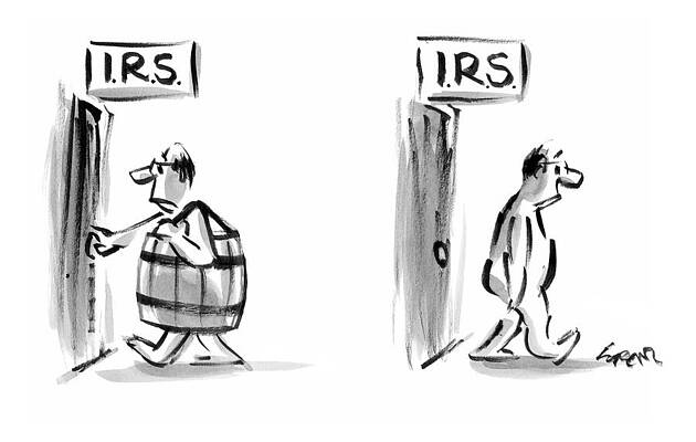 People Drawing - In The First Panel A Man Is Seen Walking by Lee Lorenz