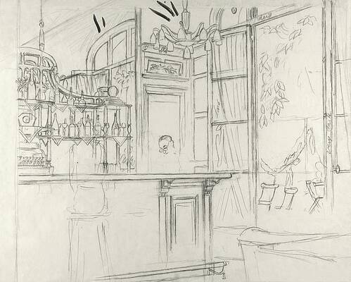 Sketch of a Quaint Café Interior Wall Art