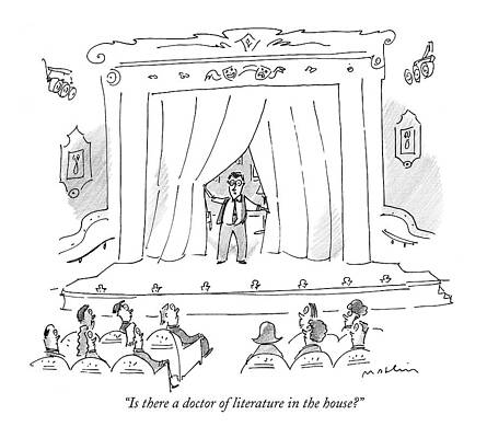 Stage Comedy Cartoon About Literature Print