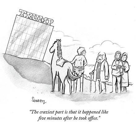 Wildlife Drawing - It Happened Like Five Minutes After He Took Office by Benjamin Schwartz