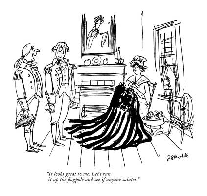 American Flag Wall Art featuring the drawing It Looks Great To Me by Frank Modell