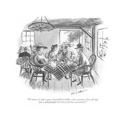 Meat Drawing - It Seems To Have Gone Downhill by Helen E Hokinson