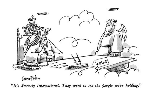 International Wall Art featuring the drawing It's Amnesty International.  They Want To See by Dana Fradon