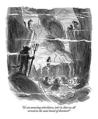 Devil Overseeing Board Meeting in Hell Drawing