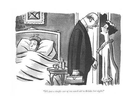 Simple Drawing - It's Just A Simple Case Of Too Much Aid by Peter Arno